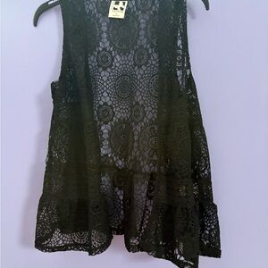 Girls black Lace Sleeveless vest